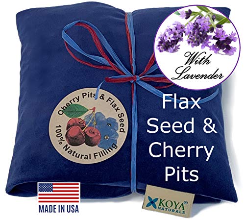 KOYA Naturals Soft Velvet Flax Seed & Cherry Pit/Stone Pillow Heating Pad Microwavable - Moist Heat Pack Pad for Neck, Muscles, Joints, Stomach Pain, Menstrual Cramps